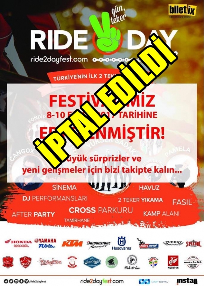 Ride 2 Day Fest İstanbul Şile, 01-02 Temmuz 2017