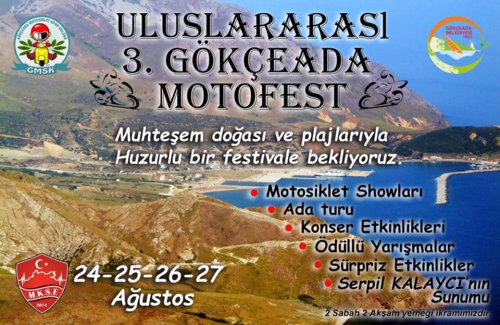 3. Gökçeada Motosiklet Festivali, Gökçeada Çanakkale 24-27 Ağustos 2017