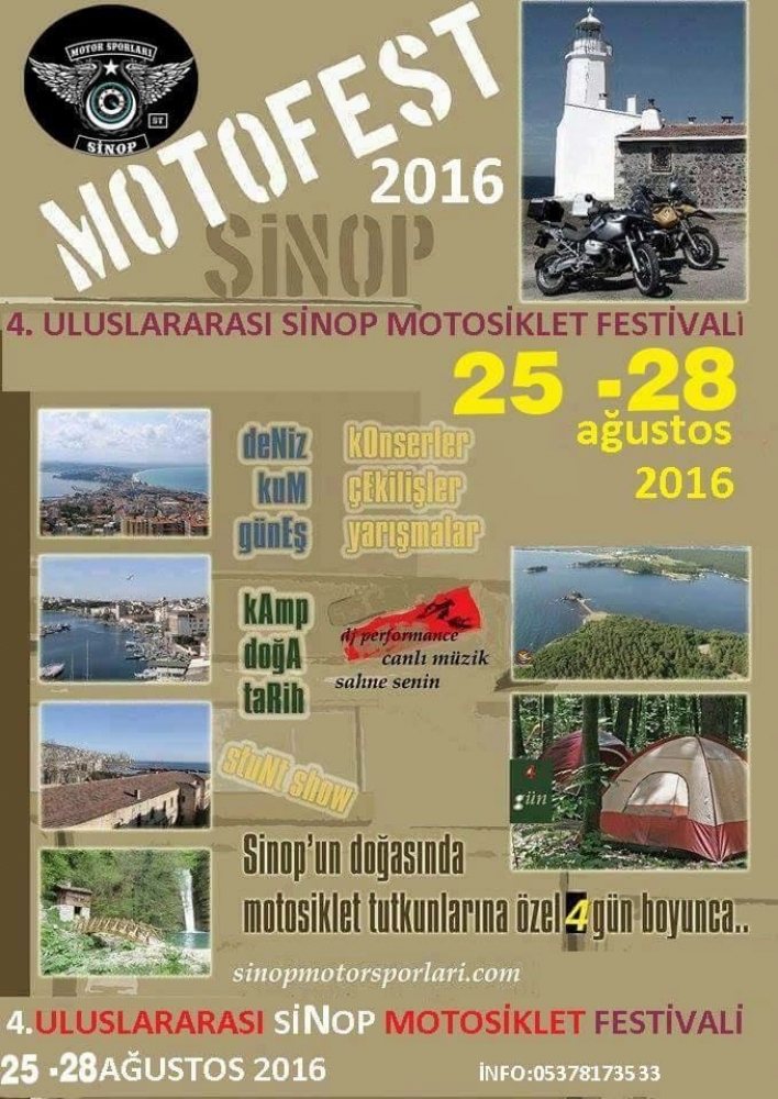 4. Uluslararası Sinop Motosiklet Festivali  25-28 Ağustos 2016