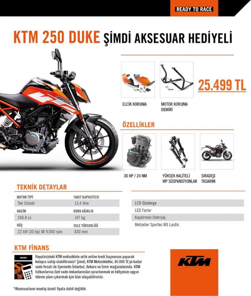 KTM Duke 250 Aksesuar Hediyeli