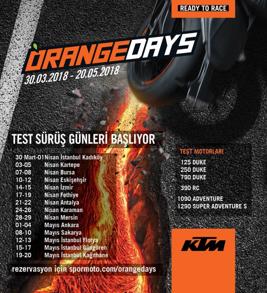 KTM Orange Day Test Sürüş Günleri Başlıyor