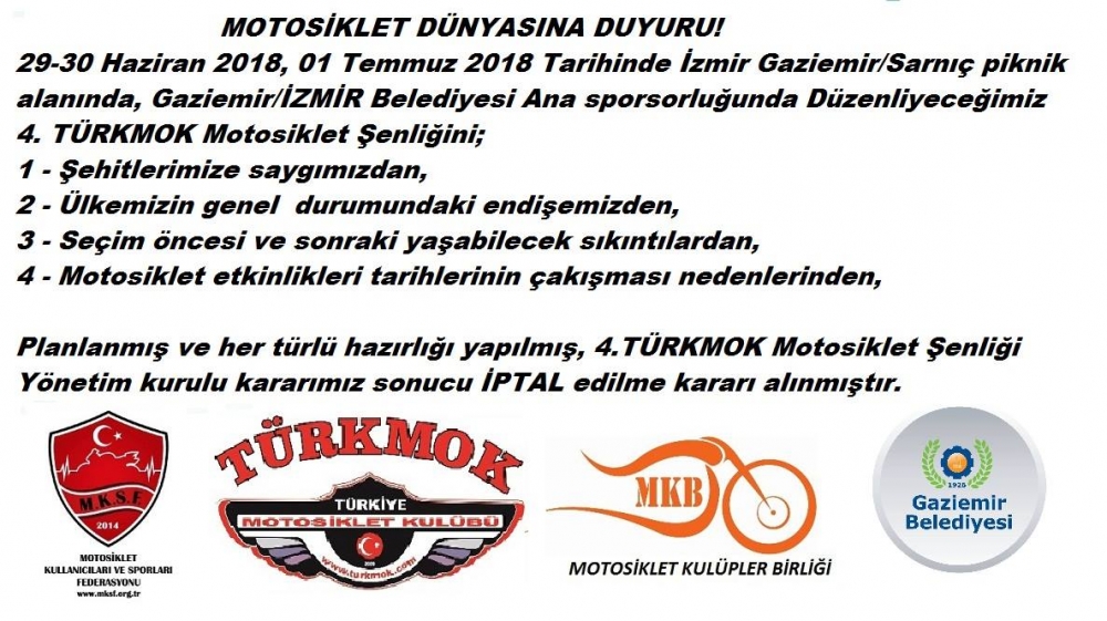4.Türkmok Motosiklet Şenliği 30 Haziran - 01 Temmuz 2018